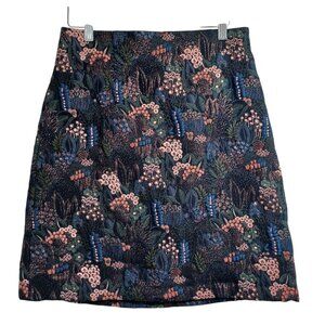 Ann Taylor Floral A-Line Skirt - Navy and Pink